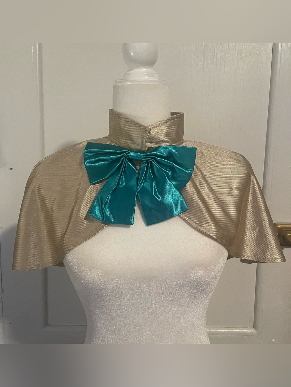 Leg Avenue Teal and Gold Satin Mad Hatter Costume Dress - Picture 5 of 10